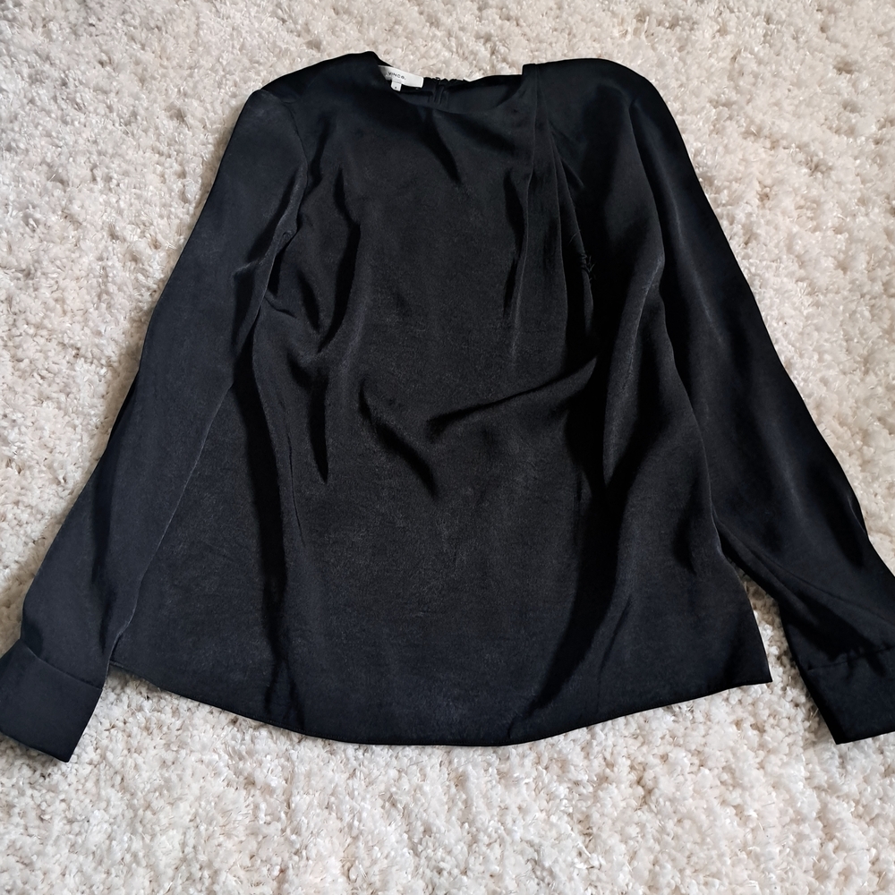 Vince Black Draped Tassel Long Sleeve Blouse Top V718212415 Size 8